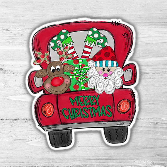 Christmas Truck Die Cut Sticker