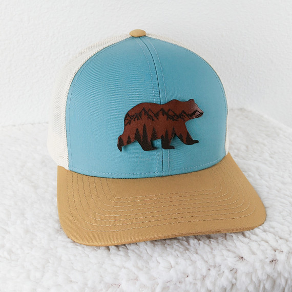 Bear Landscape Leather Hat Patch