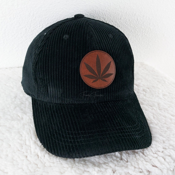 Pot Plant Engraved Medallion Leather Hat Patch