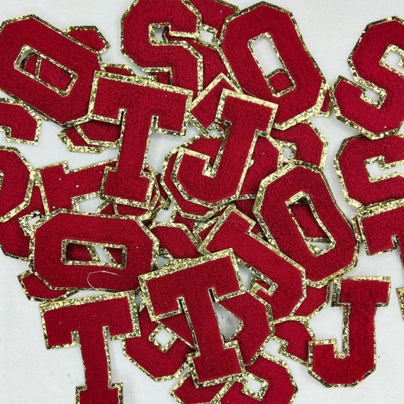 Red with Gold Glitter Chenille Letters Red with Gold Glitter Chenille Letters