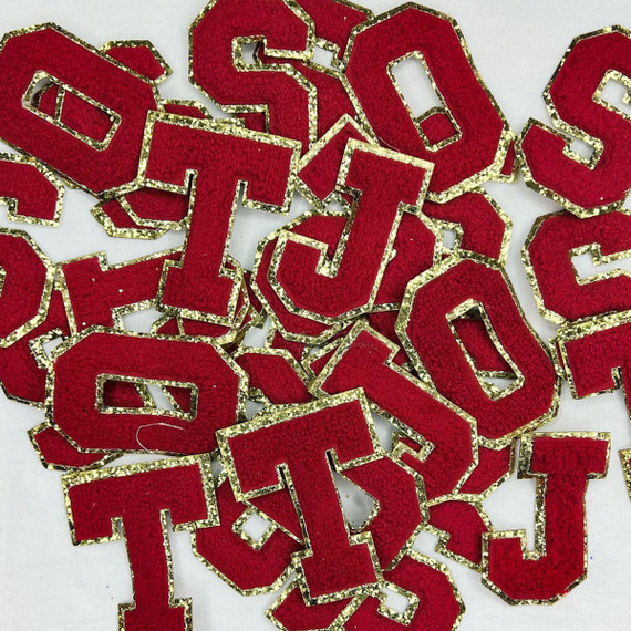 Red with Gold Glitter Chenille Letters