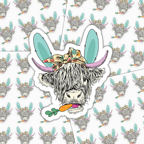 Easter Shaggy Cow Sticker Sheet