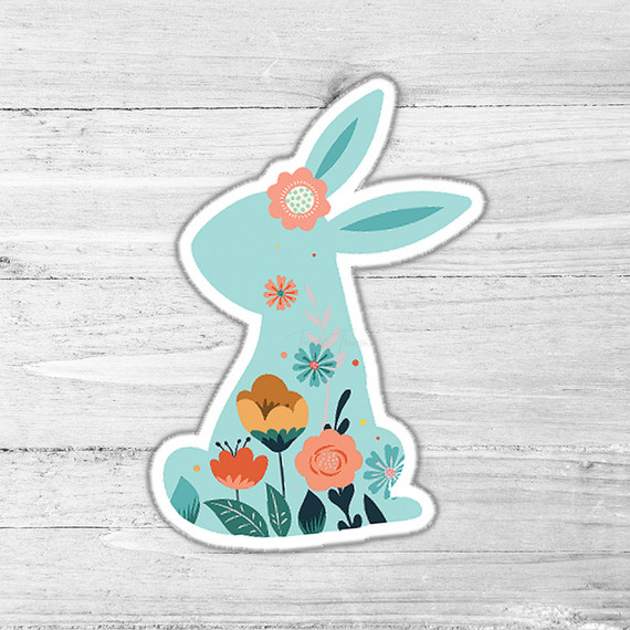 Boho Bunny Die Cut Sticker