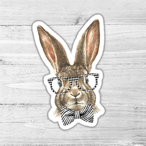 Bunny With A Bowtie Die Cut Sticker