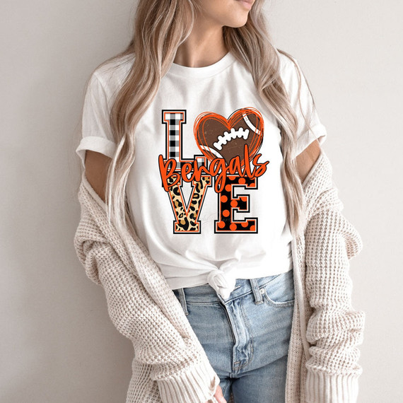 LOVE Black and Orange Football DTF Heat Transfer