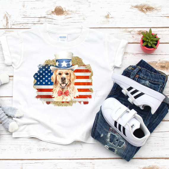 Independence Day Patriotic Dog Flag Sublimation Transfer