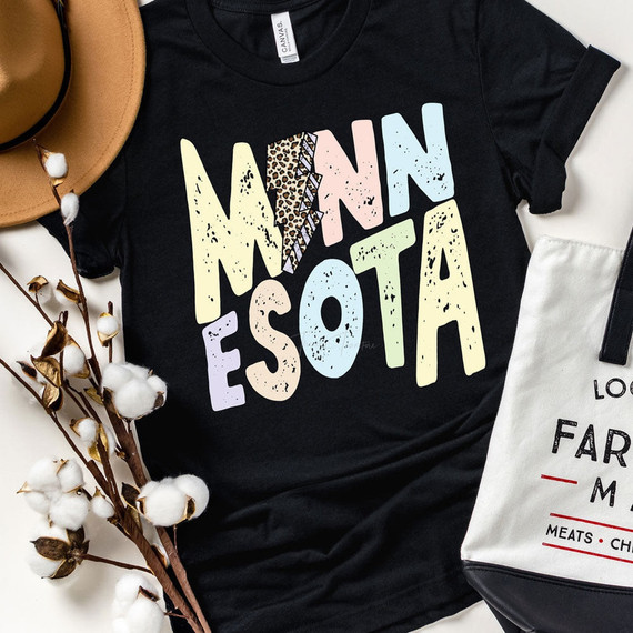 Minnesota Pastels Distressed Leopard Lightning Bolt DTF Heat Transfer