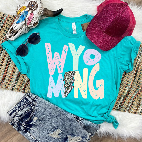 Wyoming Pastels Distressed Leopard Lightning Bolt DTF Heat Transfer