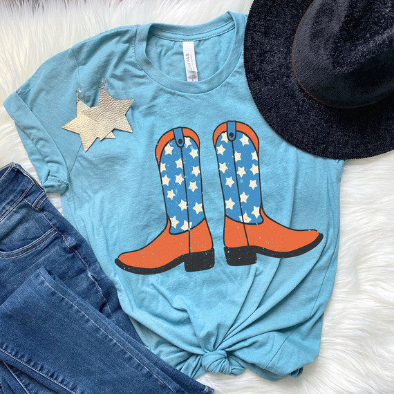 Americana Boots Screen Print Heat Transfer