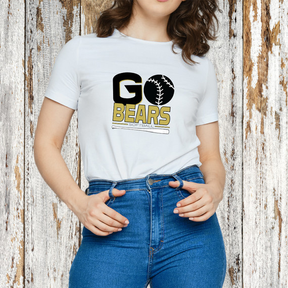 Go Bears Softball Black/Gold DTF Transfer