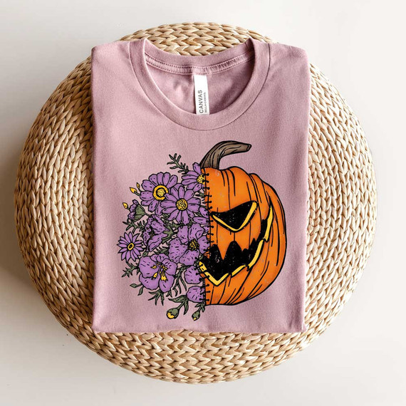 Wildflower Stitched Pumpkin DTF Heat Transfer
