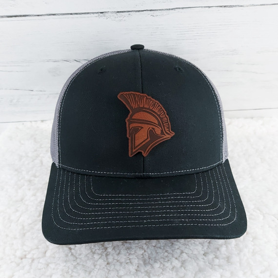 Spartan Mascot Leather Hat Patch