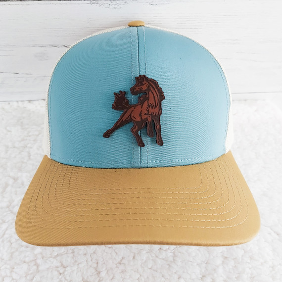 Mustang Mascot Leather Hat Patch