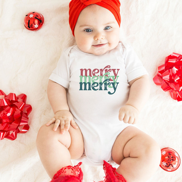 Merry Merry Merry INFANT Screen Print Heat Transfer Merry Merry Merry INFANT Screen Print Heat Transfer