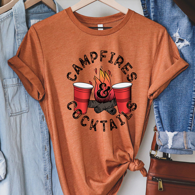 Campfires & Cocktails DTF Heat Transfer