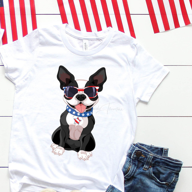 Patriotic Dog Sunglasses Flag USA Sublimation Transfer