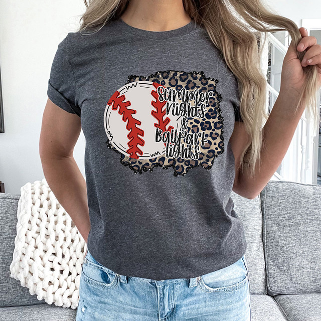 Summer Nights & Ballpark Lights Baseball DTF Heat Transfer