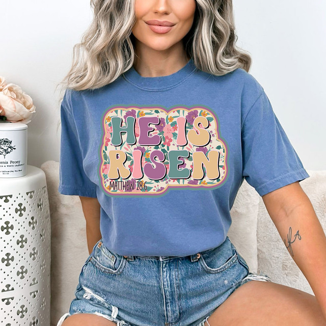 He Is Risen Floral Retro DTF Heat Transfer