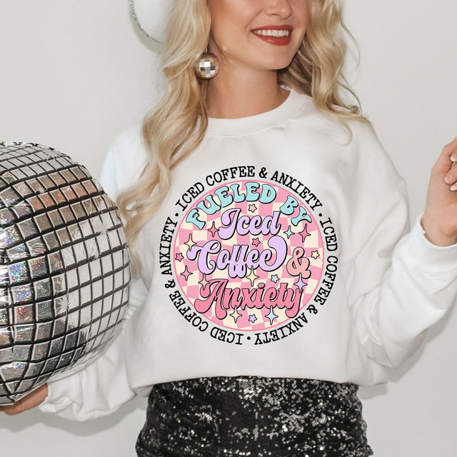 Fueled By Iced Coffee & Anxiety DTF Heat Transfer