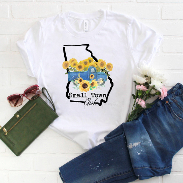 Small Town Girl Sunflower Vintage Classic Truck Georgia Sublimation Transfer