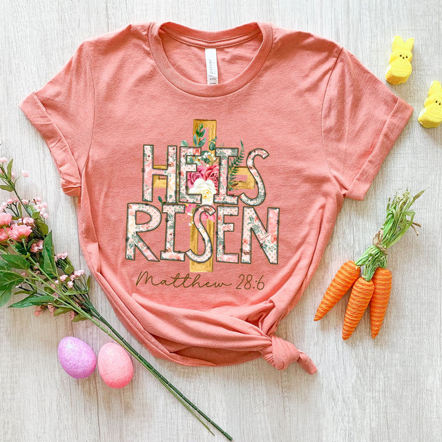 He Is Risen Floral DTF Heat Transfer