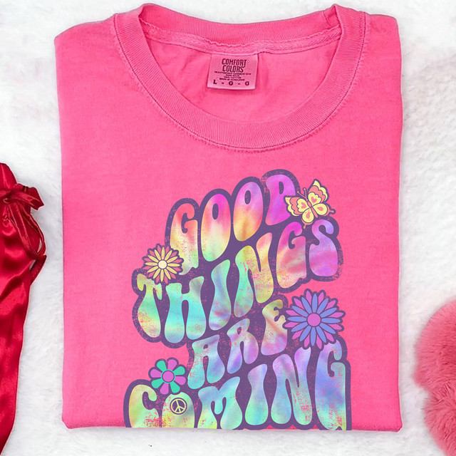 Good Things Are Coming Retro Tie Dye DTF Heat Transfer