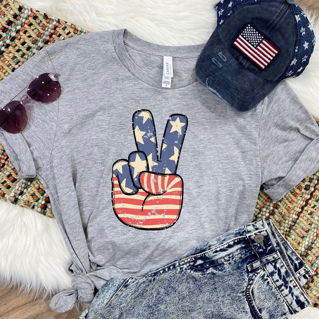 Retro Peace Hand USA DTF Heat Transfer