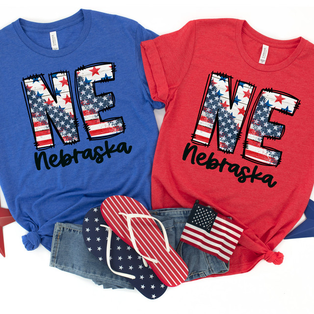 NE Stars & Stripes DTF Heat Transfer