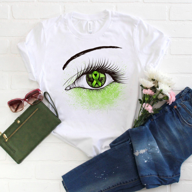 Light Green Ribbon Leukemia Awareness Glitter Eye Sublimation Transfer