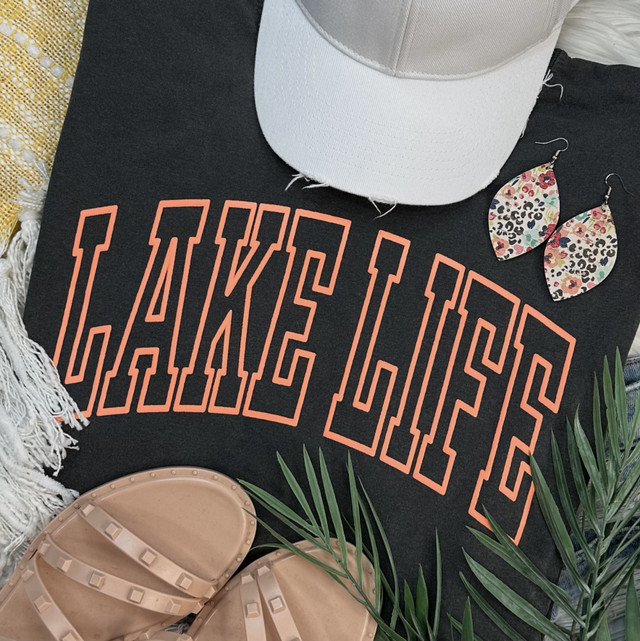 Lake Life Coral PUFF Screen Print Heat Transfer