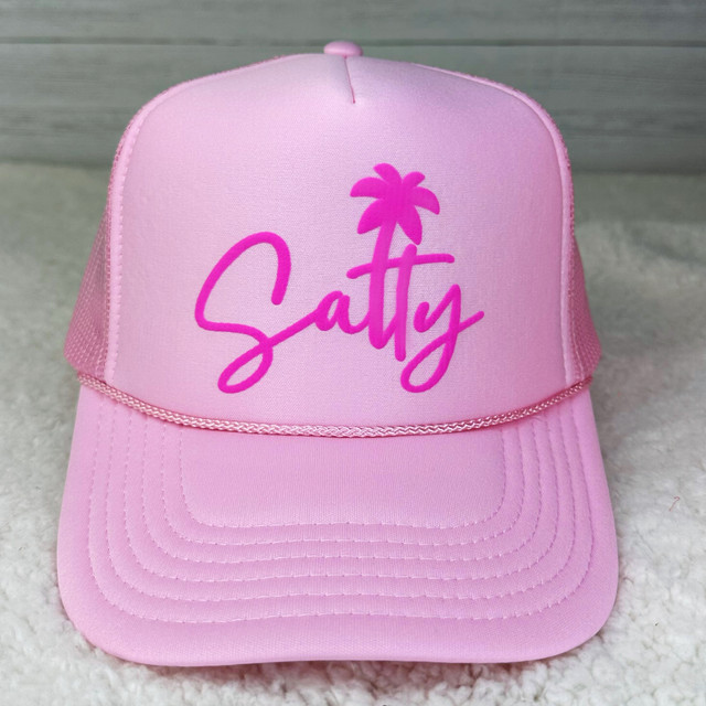 Salty Pink PUFF Hat/Pocket Screen Print Heat Transfer