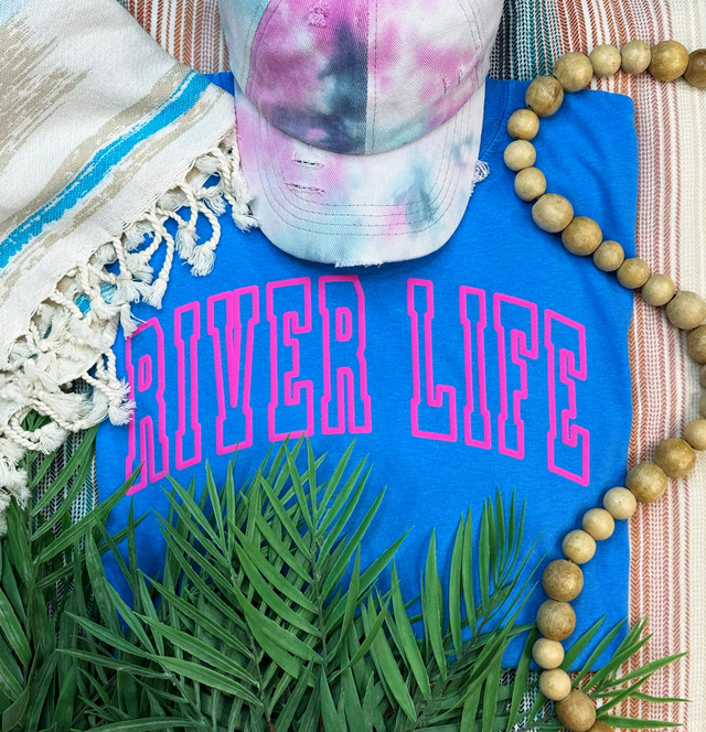 River Life Pink PUFF Screen Print Heat Transfer