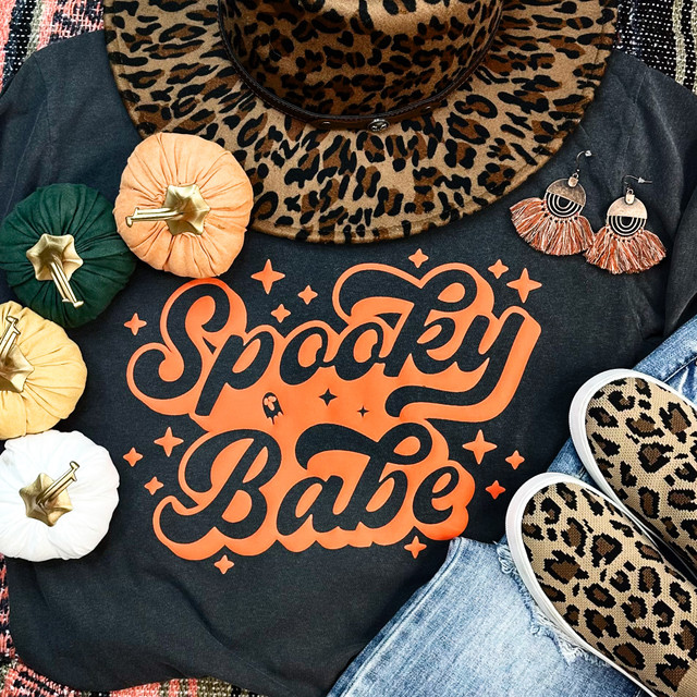 Spooky Babe Orange PUFF Screen Print Heat Transfer