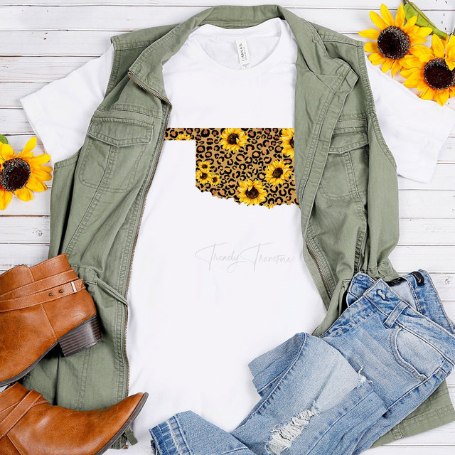 Oklahoma Leopard and Sunflower Sublimation Transfer