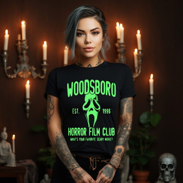 Woodsboro Film Club Glow In The Dark Print Heat Transfer