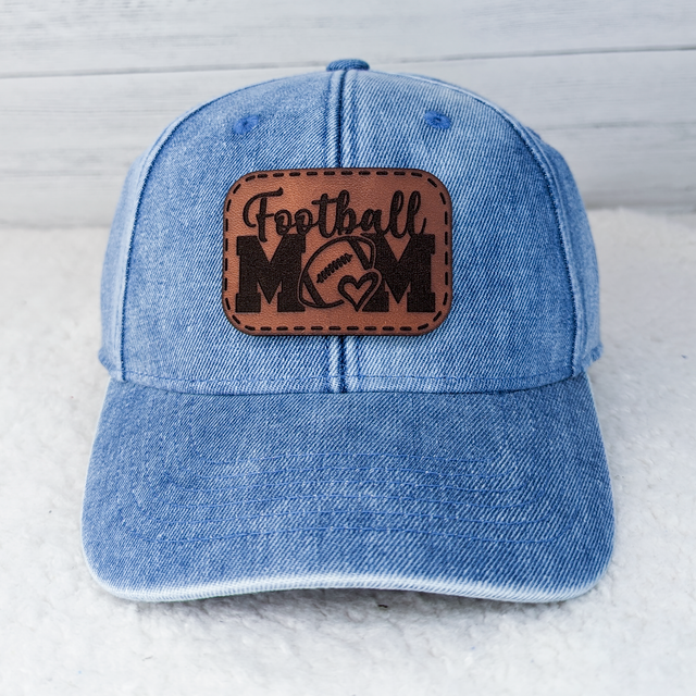 Football Mom Leather Hat Patch