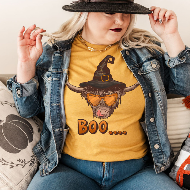 Boo Shaggy Cow Witch DTF Heat Transfer