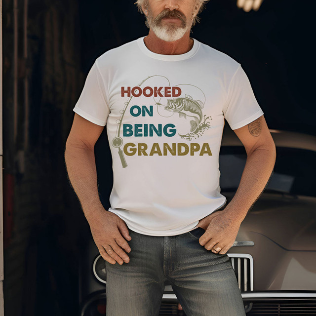 Hooked On Being Grandpa DTF Heat Transfer