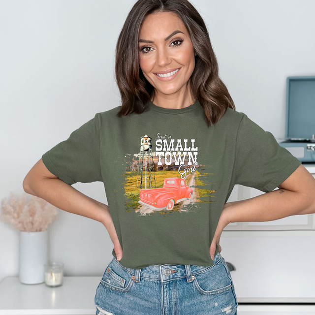 Small Town Girl Water Tower USA Vintage Classic Truck DTF Heat Transfer