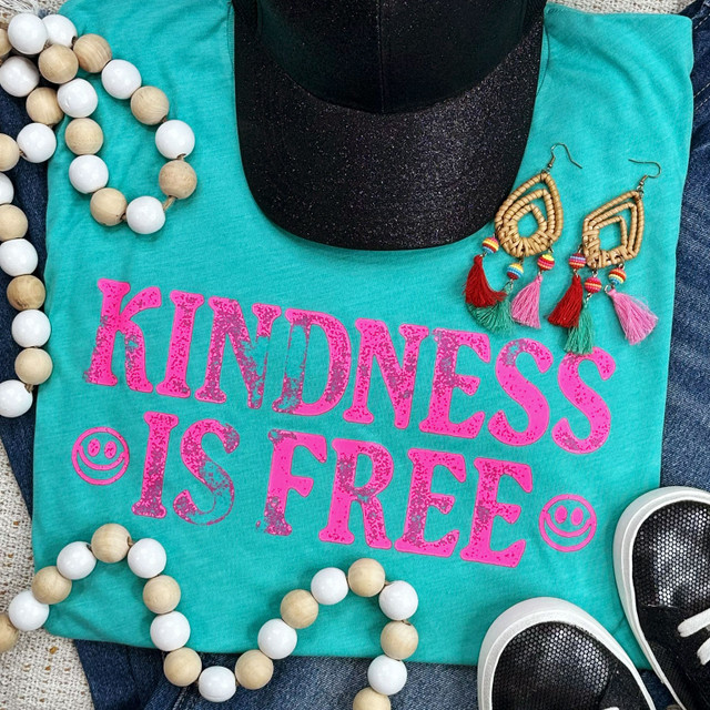 Kindness Is Free NEON Pink Screen Print Heat Transfer