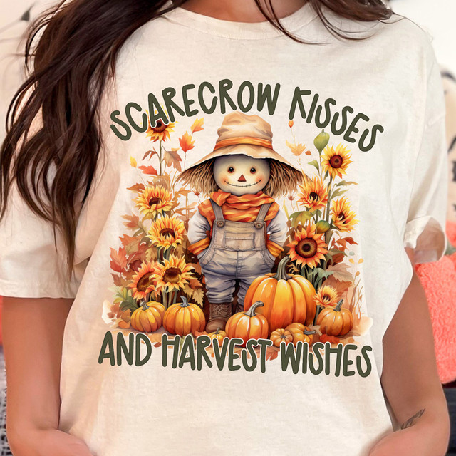 Scarecrow Kisses And Harvest Wishes DTF Heat Transfer