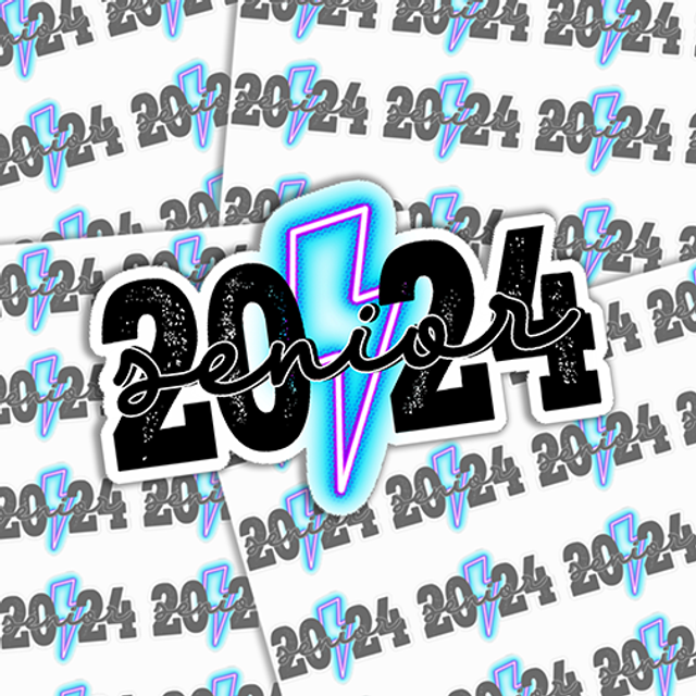 Senior 2024 Neon Lightening Bolt Sticker Sheet