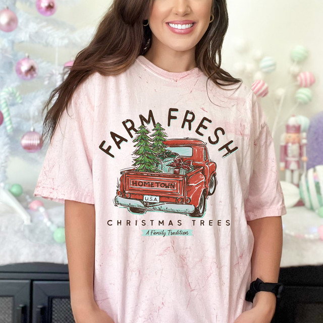 Farm Fresh Hometown Christmas Trees DTF Heat Transfer