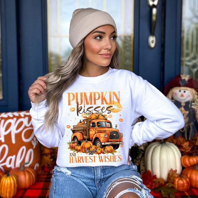Pumpkin Kisses And Harvest Wishes DTF Heat Transfer