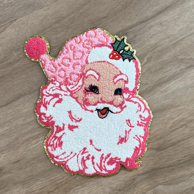 YOUTH Pink Santa Chenille Patch