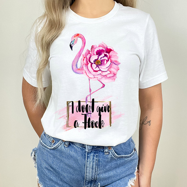 I Don't Give A Flock Flamingo Watercolor DTF Heat Transfer