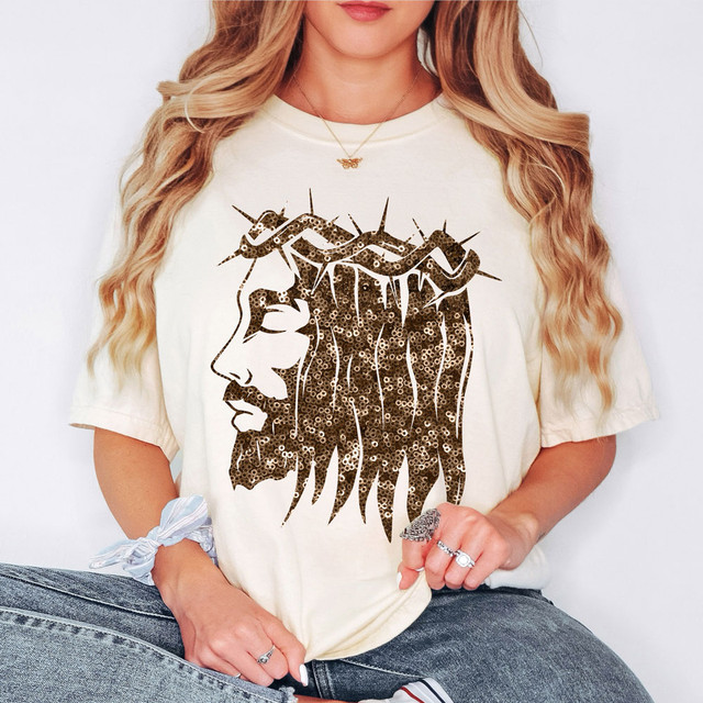 FAUX Sequins Jesus DTF Heat Transfer