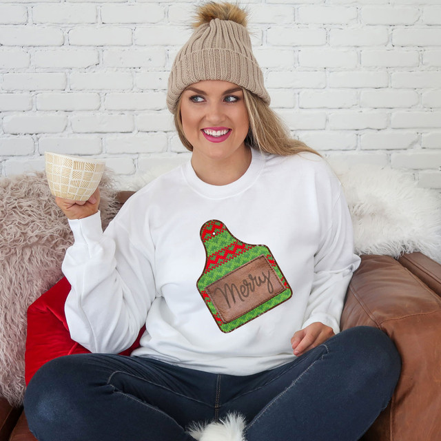 Merry Ear Tag DTF Heat Transfer