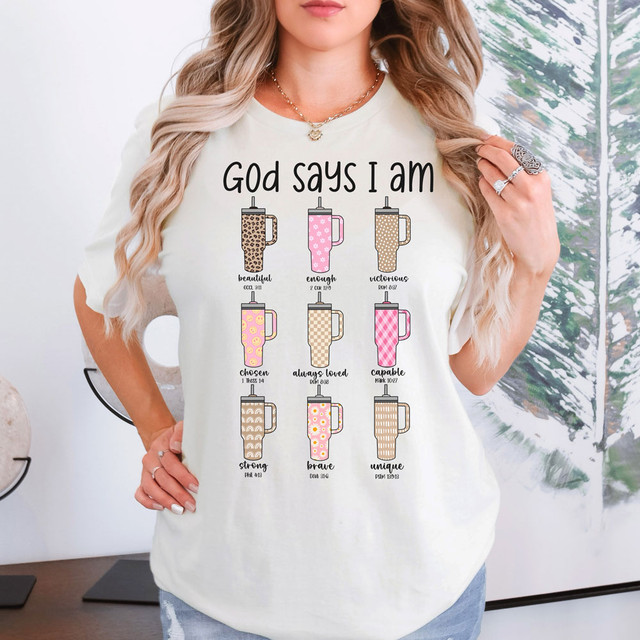 God Says I Am Tumblers DTF Heat Transfer