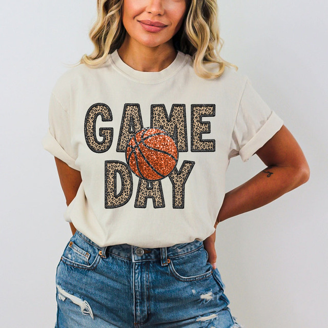 Game Day Basketball Faux Chenille DTF Heat Transfer
